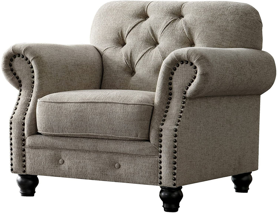 Luxury Chesterfield Chenille Diamond Tufted Living Room Sofa,  Armchair