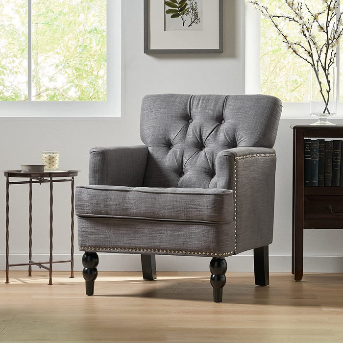 Tufted Club Chair, Fabric Accent Chair