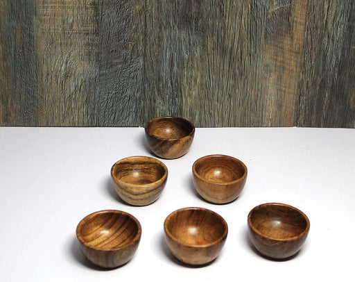 WOODEN VERY SMALL BOWLS SET OF 6