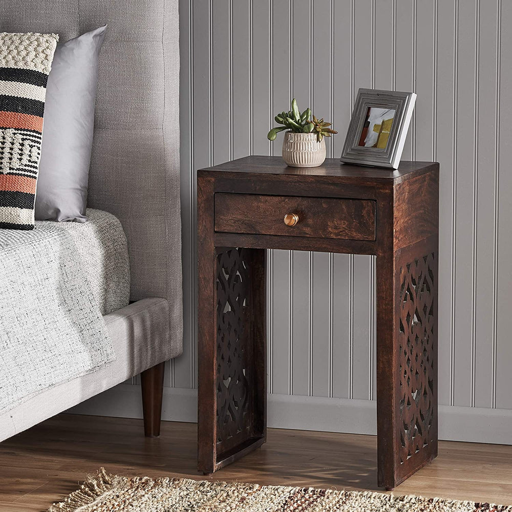 Home Annabelle Mango Wood Bedside Table, Brown