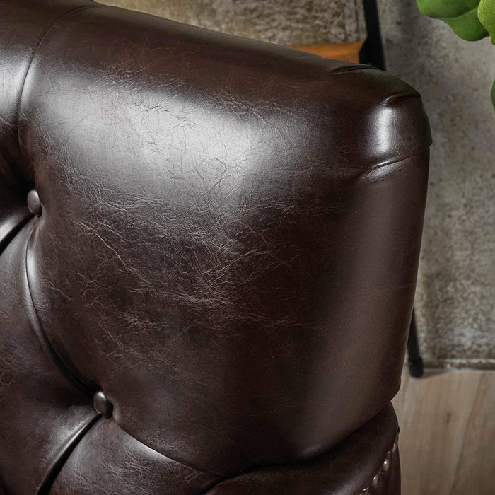 Wide Tufted Upholstery Club Chair with Arm Rest , Brown