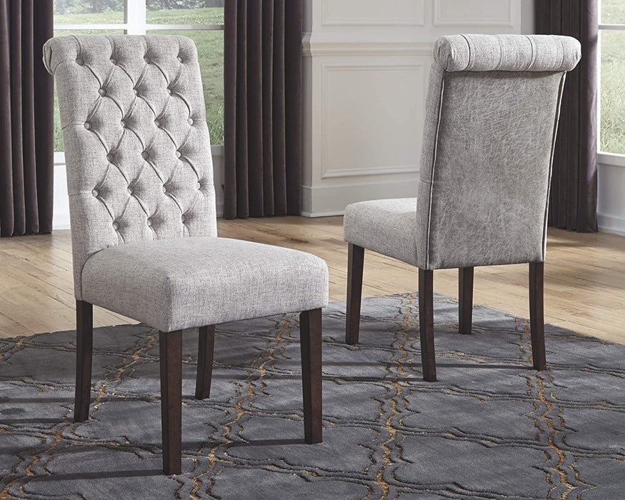 Classic Upholstered Dining Chair, Set of 2, Light Gray