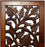 Mango Wood Wall Panel Hand Crafted with Leaves and Scroll Work Motif, Rectangle, Brown