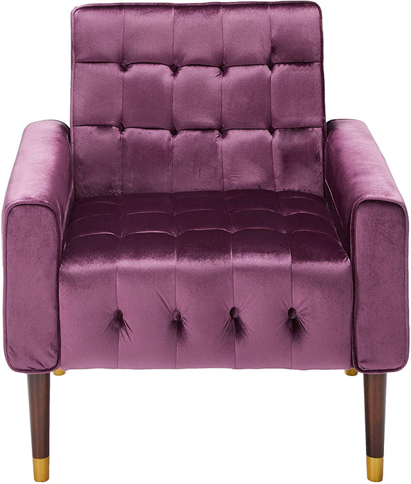Velvet Armchair, Modern Glam, Button-Tufted, Waffle Stitching,