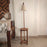 Brielle Wooden Floor Lamp with Brown Base and Beige Fabric Lampshade