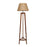 Adrienne Wooden Floor Lamp with Brown Base and Premium Beige Fabric Lampshade