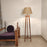 Adrienne Wooden Floor Lamp with Brown Base and Premium Beige Fabric Lampshade