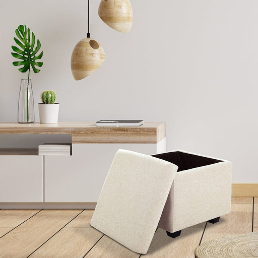 DOE BUCK SQUARE STOAGE OTTOMAN WITH STORAGE WHITE