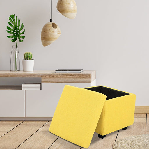 DOE BUCK SQUARE STOAGE OTTOMAN WITH STORAGE YELLOW