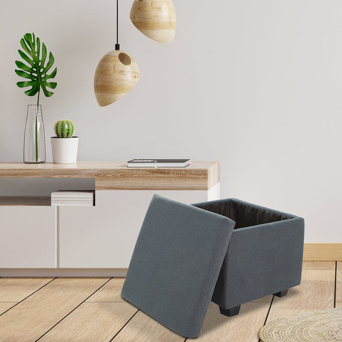 DOE BUCK SQUARE STOAGE OTTOMAN WITH STORAGE GREY