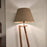 Emphasis Wooden Floor Lamp with Brown Base and Beige Fabric Lampshade