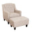 Wide Tufted Linen Armchair and Ottoman