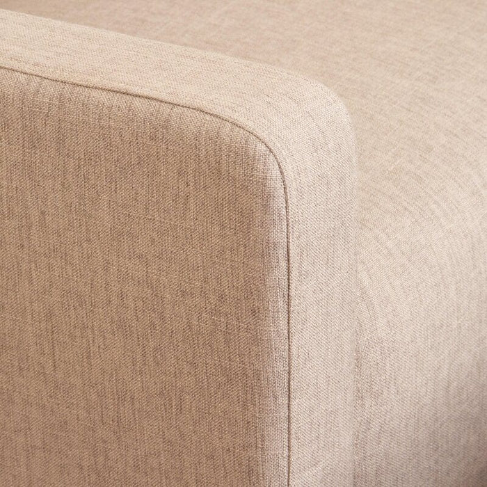 Wide Tufted Linen Armchair and Ottoman