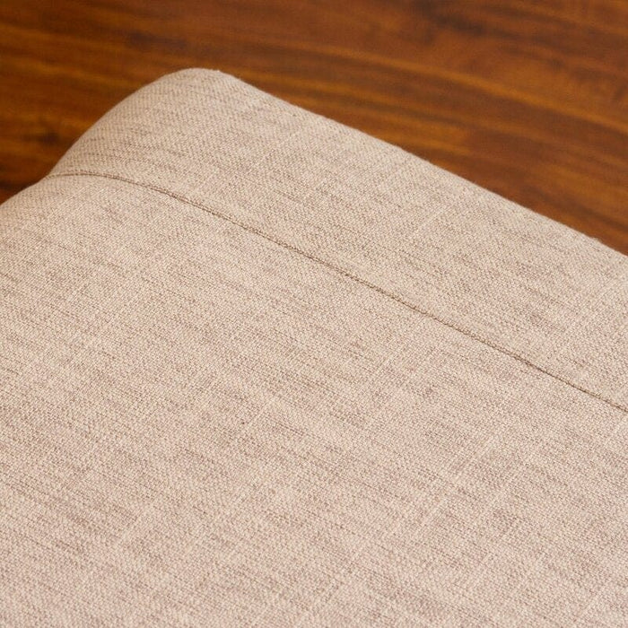 Wide Tufted Linen Armchair and Ottoman