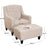 Wide Tufted Linen Armchair and Ottoman