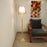 HexSpot Wooden Floor Lamp with Brown Base and Beige Wooden Lampshade