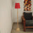 HexSpot Wooden Floor Lamp with Brown Base and Beige Wooden Lampshade