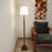 Focal Wooden Floor Lamp with Brown Base and Beige Wooden Lampshade