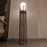 Accent Wooden Floor Lamp with Brown Base and Beige Fabric Lampshade