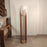 Accent Wooden Floor Lamp with Brown Base and Beige Fabric Lampshade