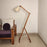 Benji Wooden Floor Lamp with Brown Base and Beige Fabric Lampshade