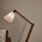 Benji Wooden Floor Lamp with Brown Base and Beige Fabric Lampshade