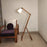 Benji Wooden Floor Lamp with Brown Base and Beige Fabric Lampshade