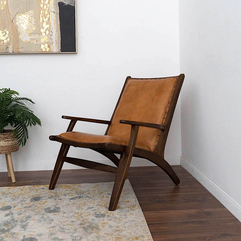 Wide Wooden Antique Upholstery Chair for living room