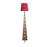 Bevel Wooden Floor Lamp with Beige Base and Red Printed Fabric Lampshade