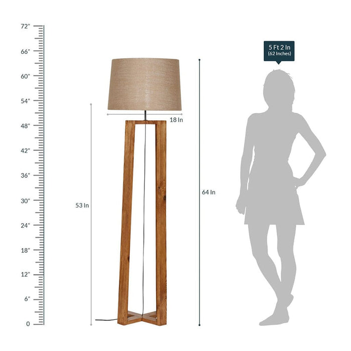 Blender Wooden Floor Lamp with Premium Beige Fabric Lampshade