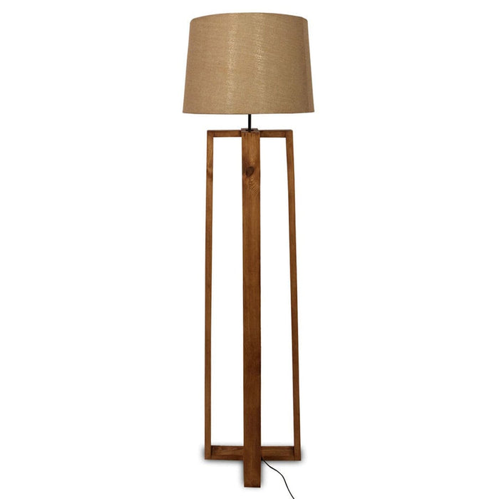 Blender Wooden Floor Lamp with Premium Beige Fabric Lampshade