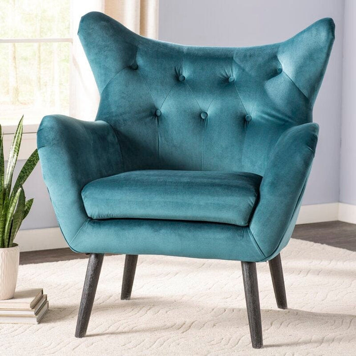 Wide Tufted Velvet Wingback Chair