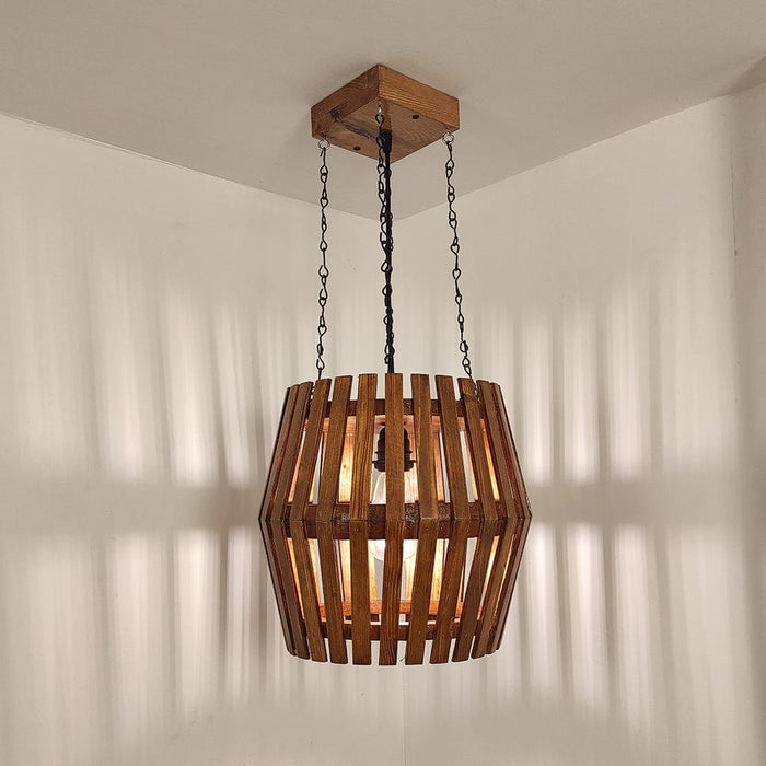 Bourbon Brown Wooden Single Hanging Lamp