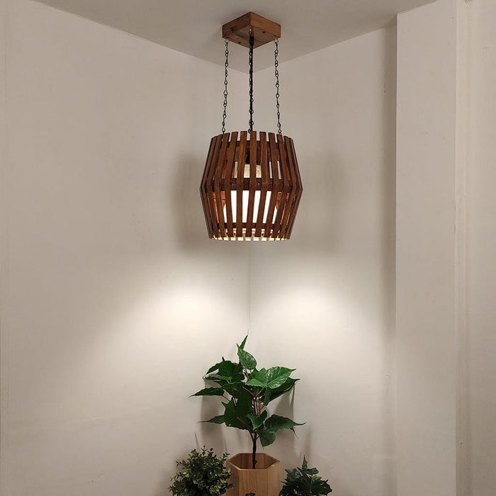 Bourbon Brown Wooden Single Hanging Lamp