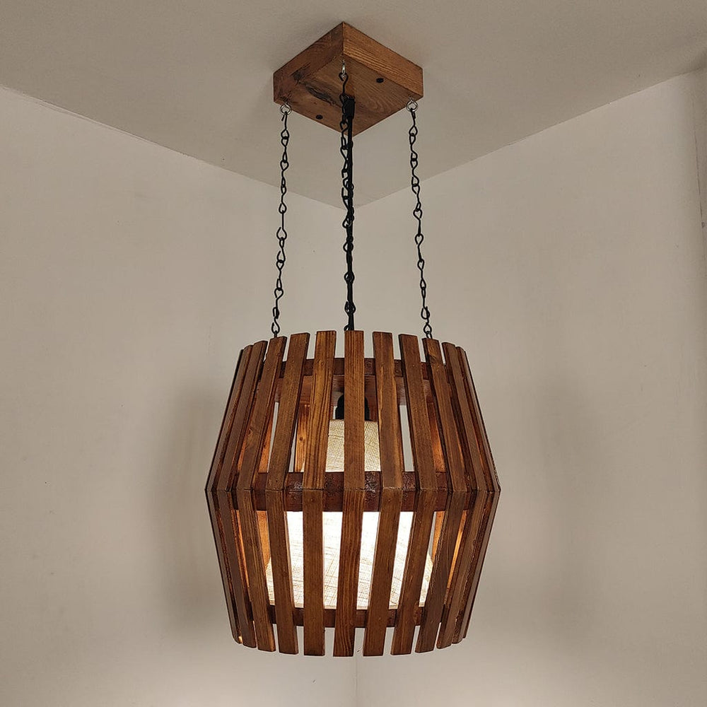 Bourbon Brown Wooden Single Hanging Lamp