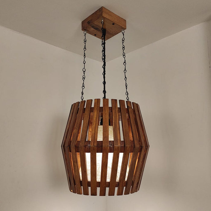 Bourbon Brown Wooden Single Hanging Lamp