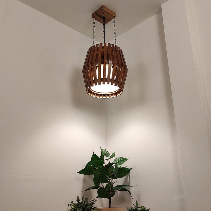 Bourbon Brown Wooden Single Hanging Lamp