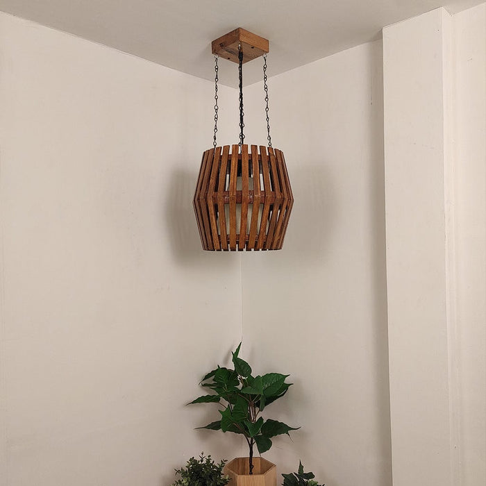 Bourbon Brown Wooden Single Hanging Lamp