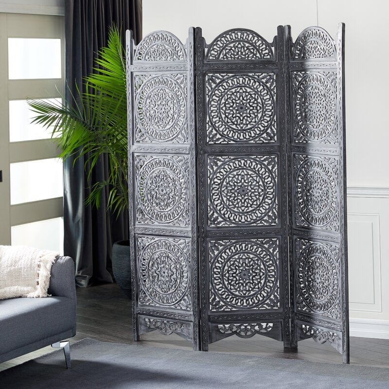 3 Panel Antique Look Woods Handcrafted Wooden Partition