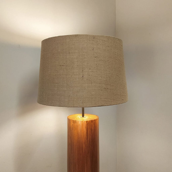 Cedar Wooden Floor Lamp with Premium Beige Fabric Lampshade