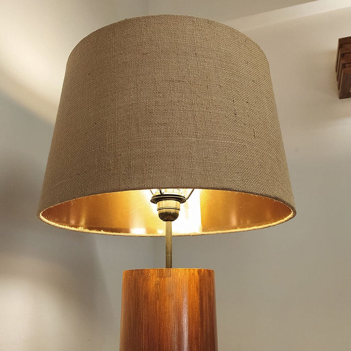 Cedar Wooden Floor Lamp with Premium Beige Fabric Lampshade