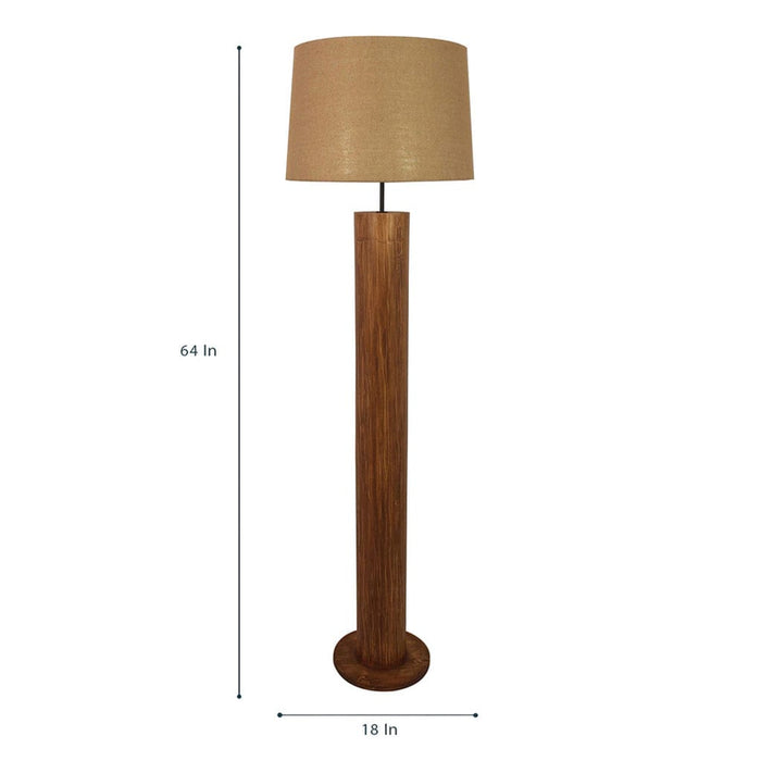 Cedar Wooden Floor Lamp with Premium Beige Fabric Lampshade