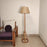 Celine Wooden Floor Lamp with Brown Base and Premium Beige Fabric Lampshade