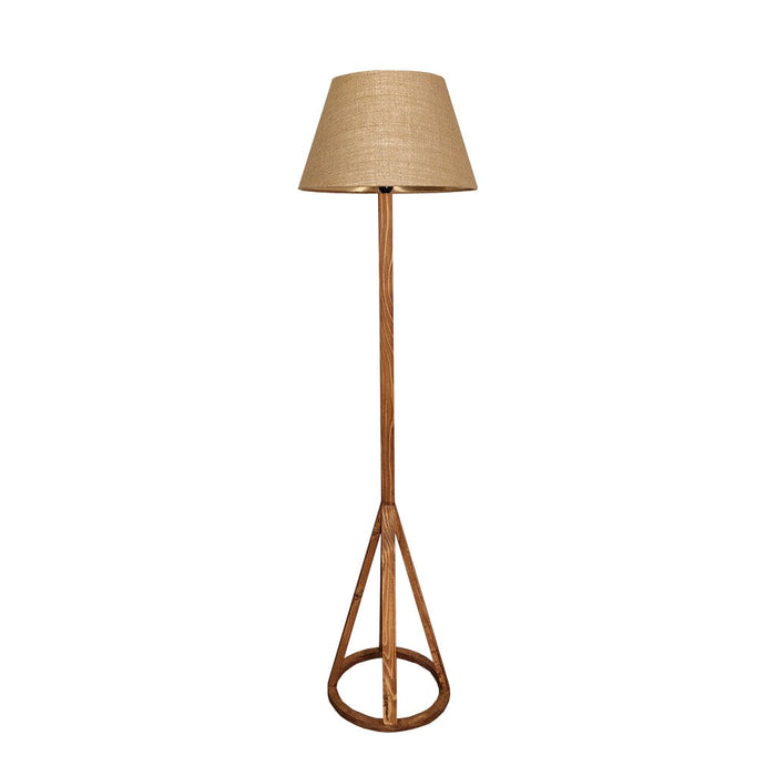 Celine Wooden Floor Lamp with Brown Base and Premium Beige Fabric Lampshade