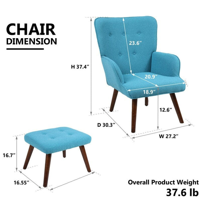 Wide Tufted Lounge Chair and Ottoman