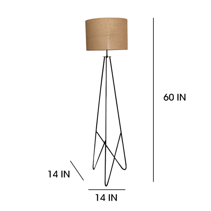 Claire Metal Floor Lamp with Beige Fabric Lampshade