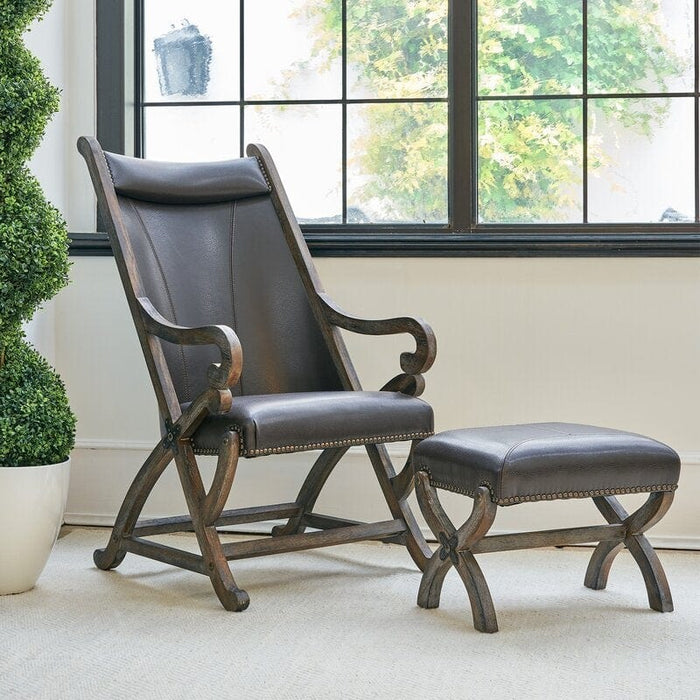 Wide Unique Back Design Armchair With Ottoman