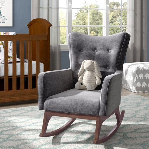 Amazing Wide Wooden and Cushioned Rocking Chair