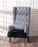 Houndstooth Tall-Back Winged Armchair - Black