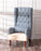 Houndstooth Tall-Back Winged Armchair - Blue